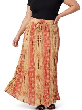 PAPA VANCOUVER Flowy Boho Maxi Crinkle Skirt Style Hippy Bohemian Size 3X